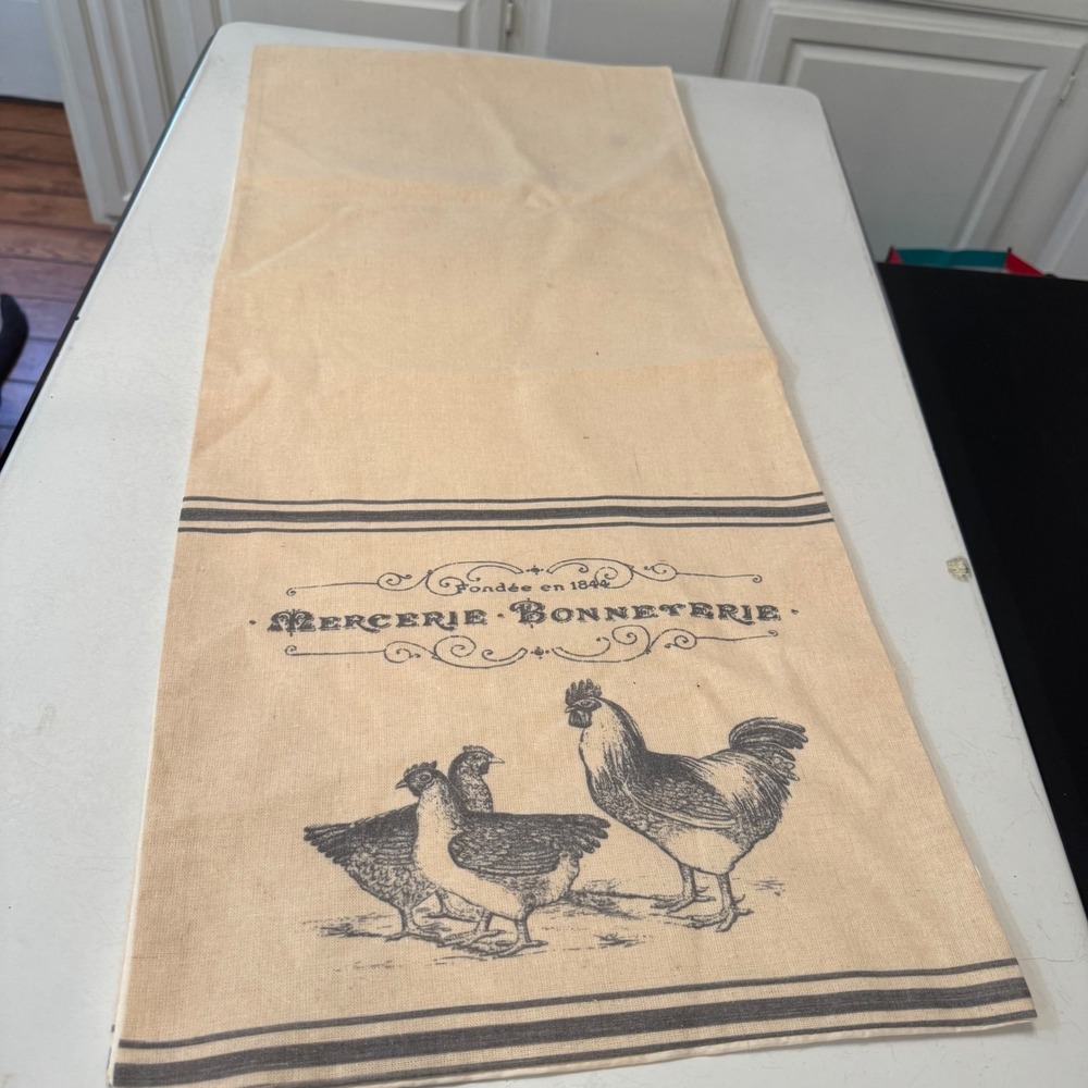 Table Runner Home Tan French Country Mercerie Bonneterie Chicken Farmhouse